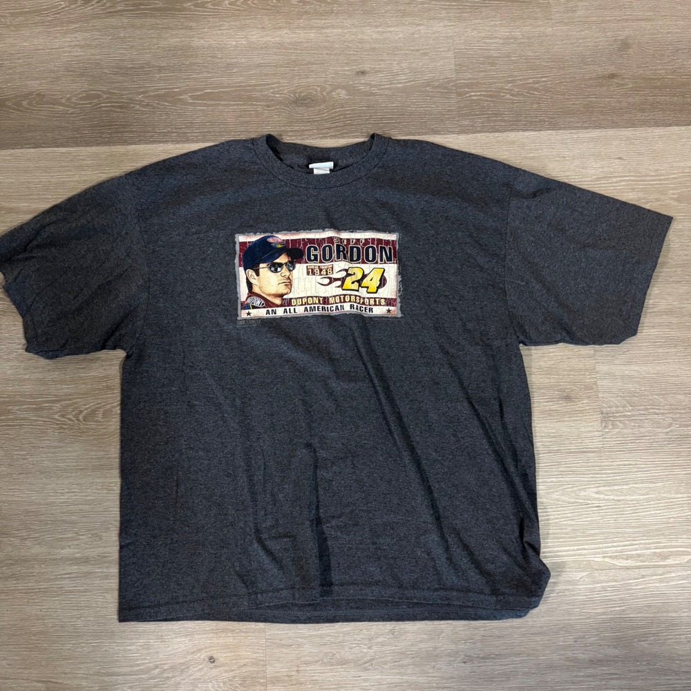 Vtg Chase Authentics T-Shirt Mens 2XL Gray Jeff Gordon NASCAR Racing Graphic Tee